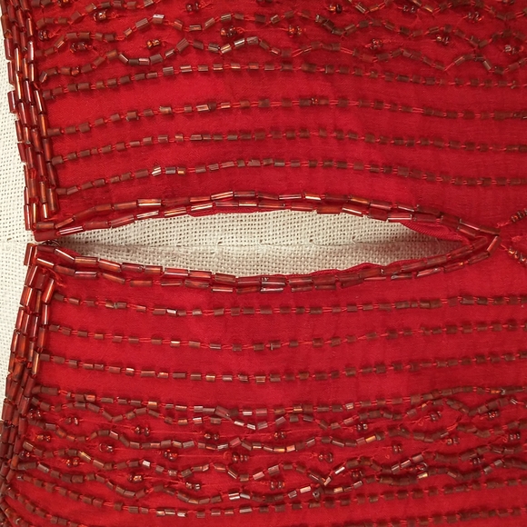 Vintage Red Beaded Top Quality Evening Blouse Christmas Holiday Silk Lawrn Kazar - Picture 5 of 12